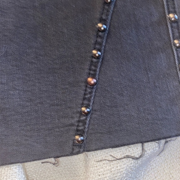 Black Studded Jean Mini Skirt - Picture 3 of 4